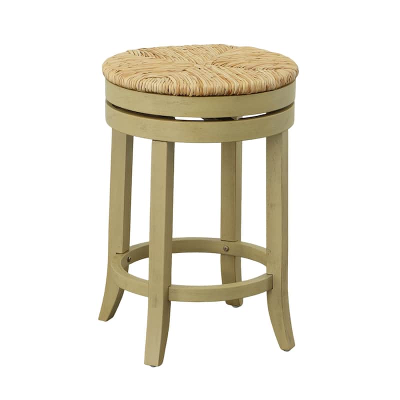 The Curated Nomad Aragon Rush Seat Swivel 24-inch Counter Stool