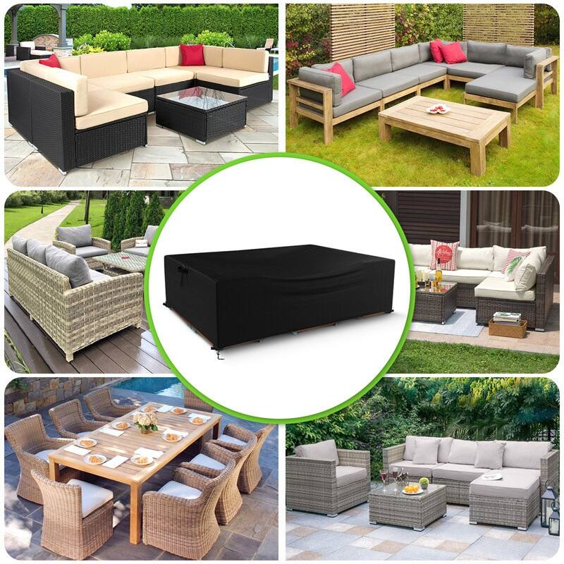 Black 420D Furniture Cover Outdoor Couch Table Furniture Cover