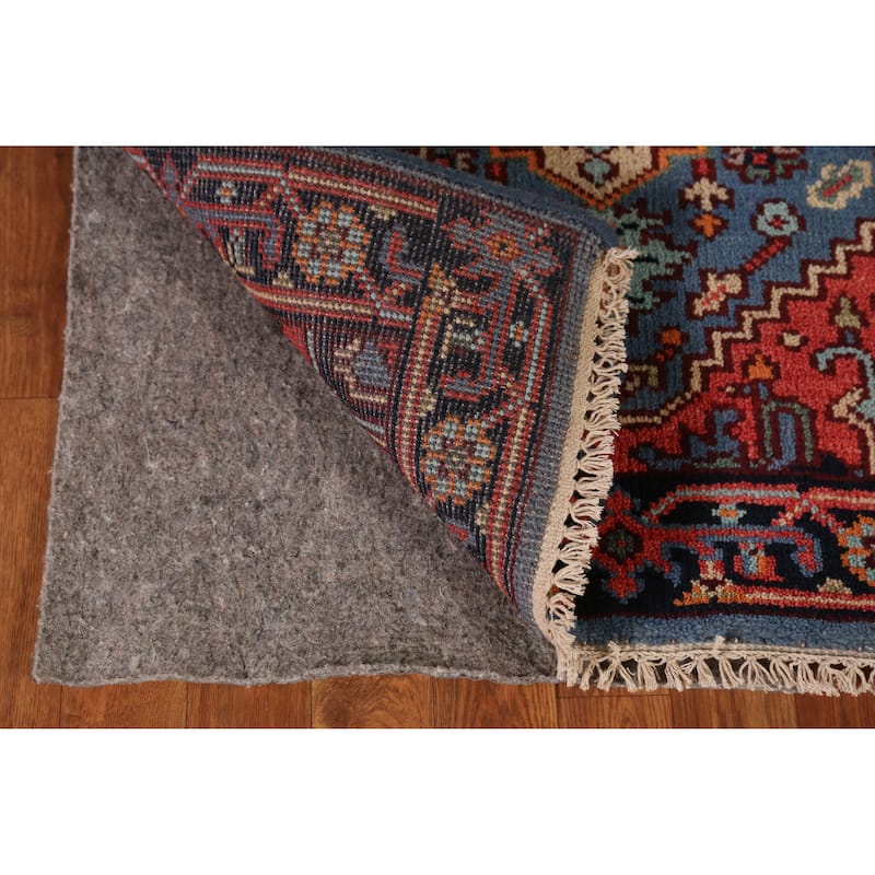 Geometric Heriz Serapi Runner Rug Hand-Knotted Wool Carpet - 2'7" x 7'10"