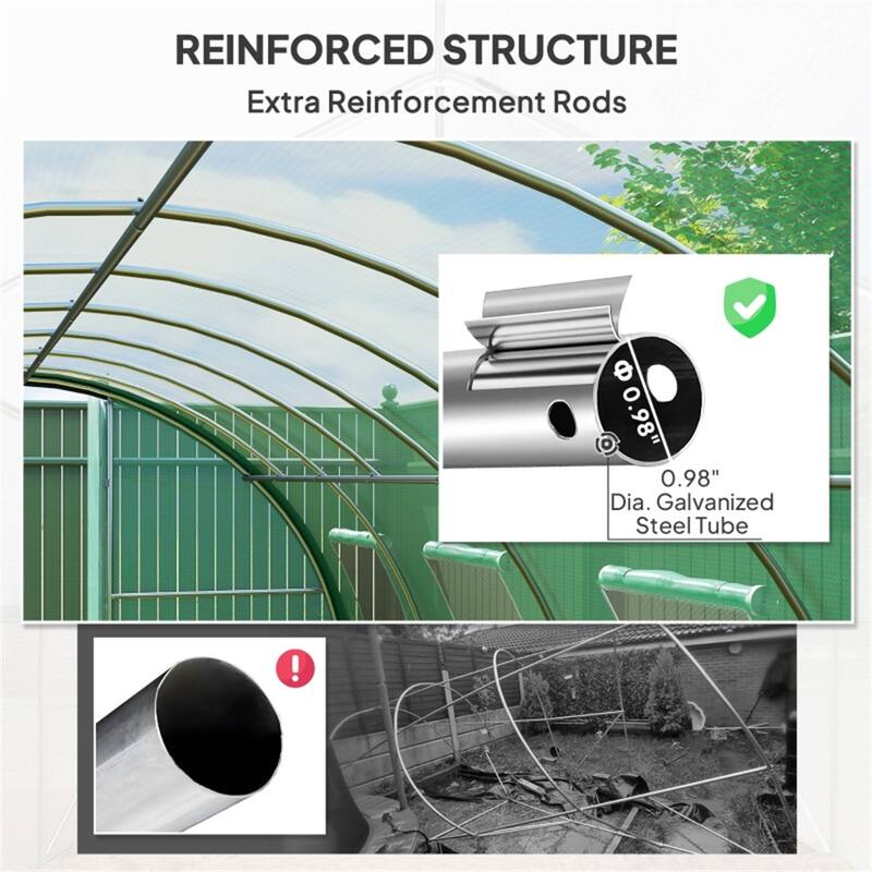 Large Green Poly Tunnel Greenhouse with Galvanized Steel Frame and UV Weather Protection Ventilation