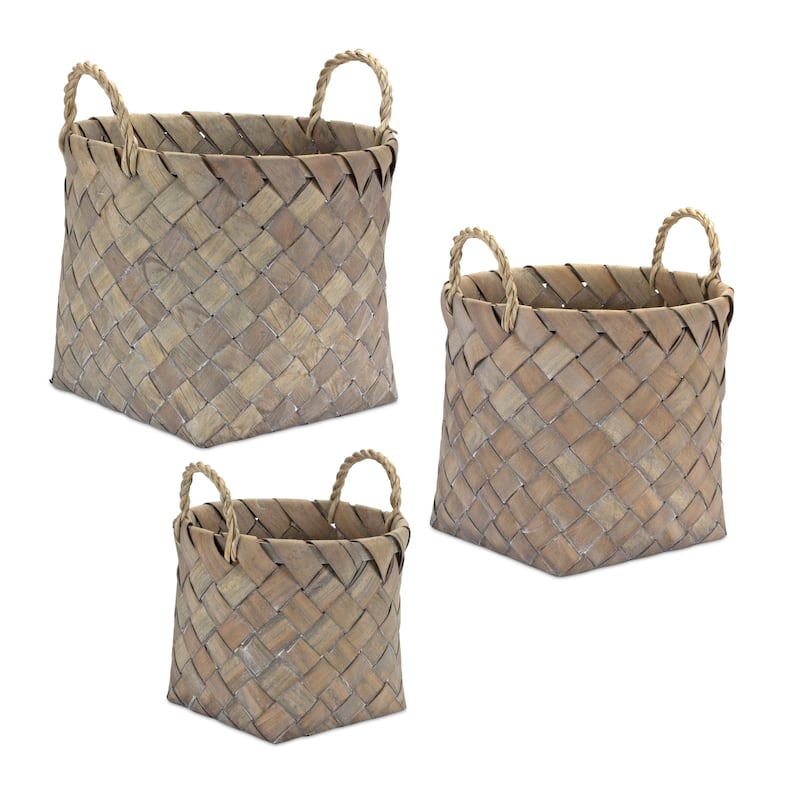 Woven Wicker Storage Baskets - 13.5" - Set of 3
