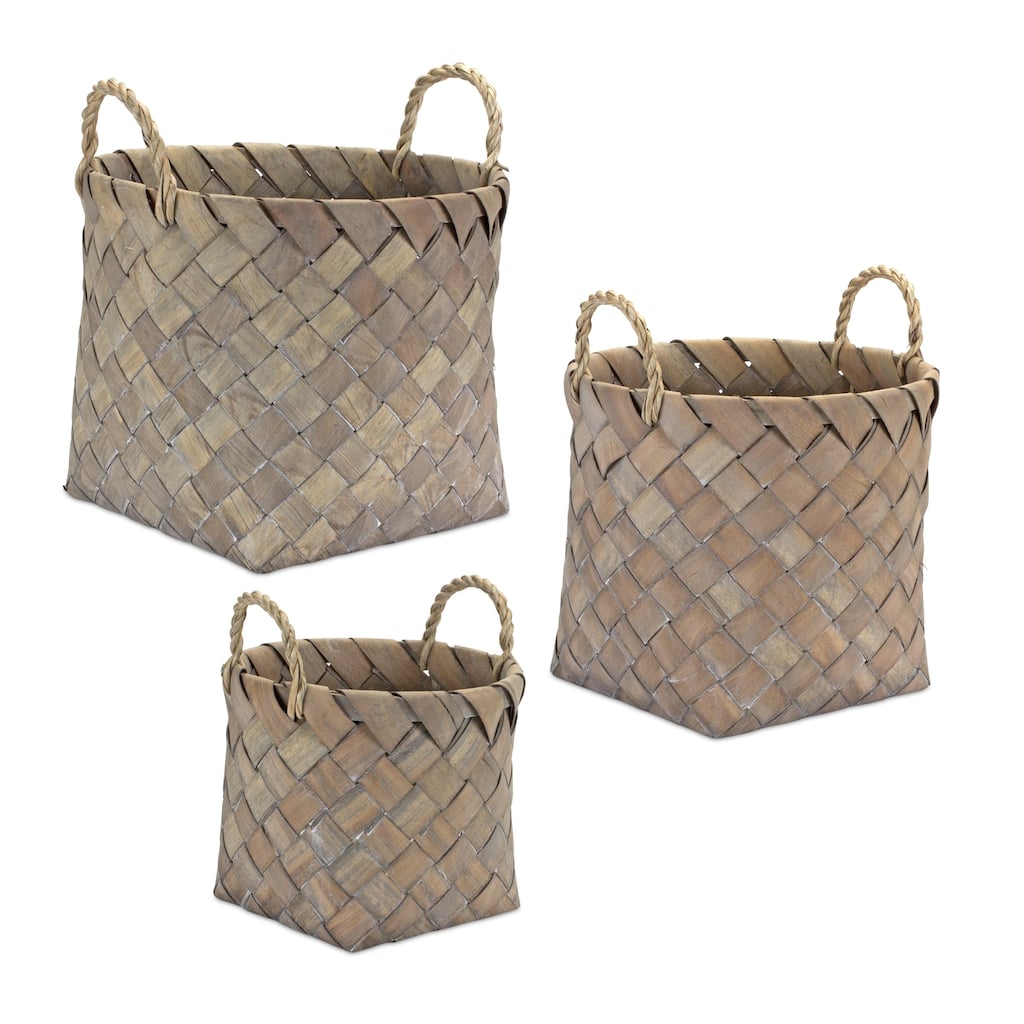 Woven Wicker Storage Baskets - 13.5" - Set of 3