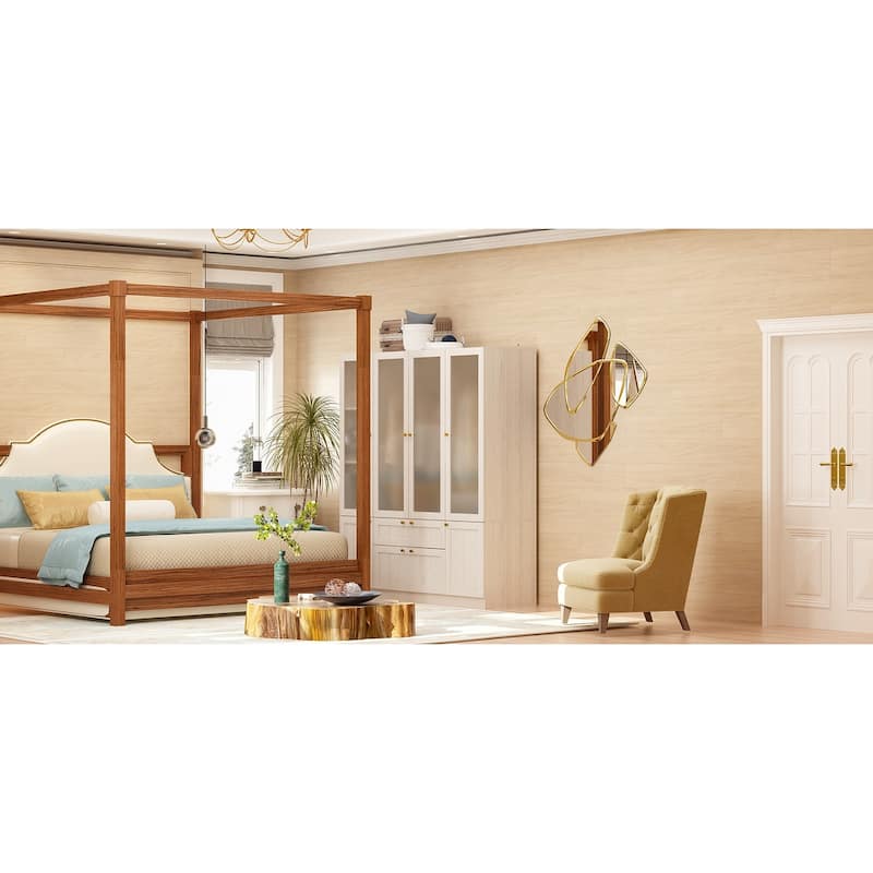 Large Glass Combination Cabinet: Contemporary Storage Closet Armoires