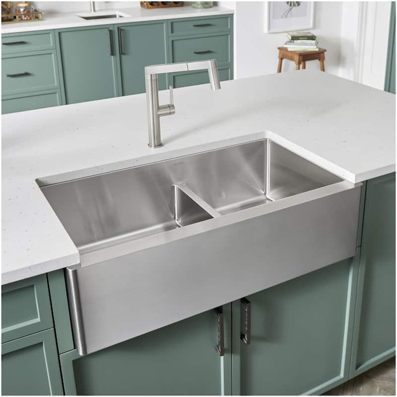 Blanco Quatrus 33" Farmhouse Double Basin Stainless Steel Kitchen Sink - Stainless Steel