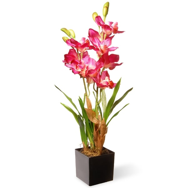25” Potted Artificial Purple/Pink Orchid Flowers - N/A