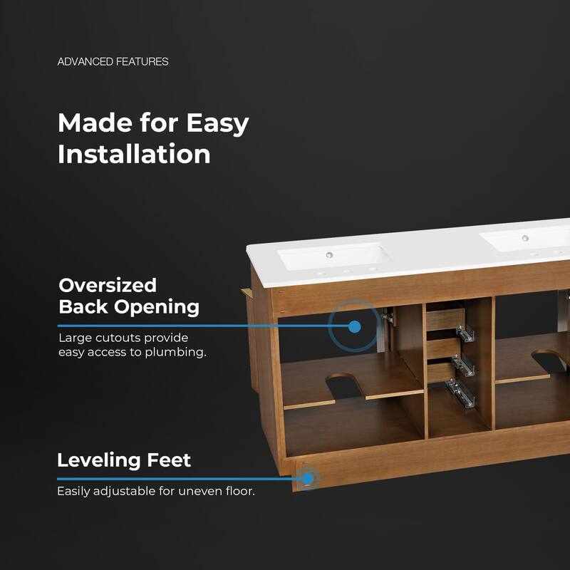 OVE Xander Bathroom Vanity with White Engineered Stone Top