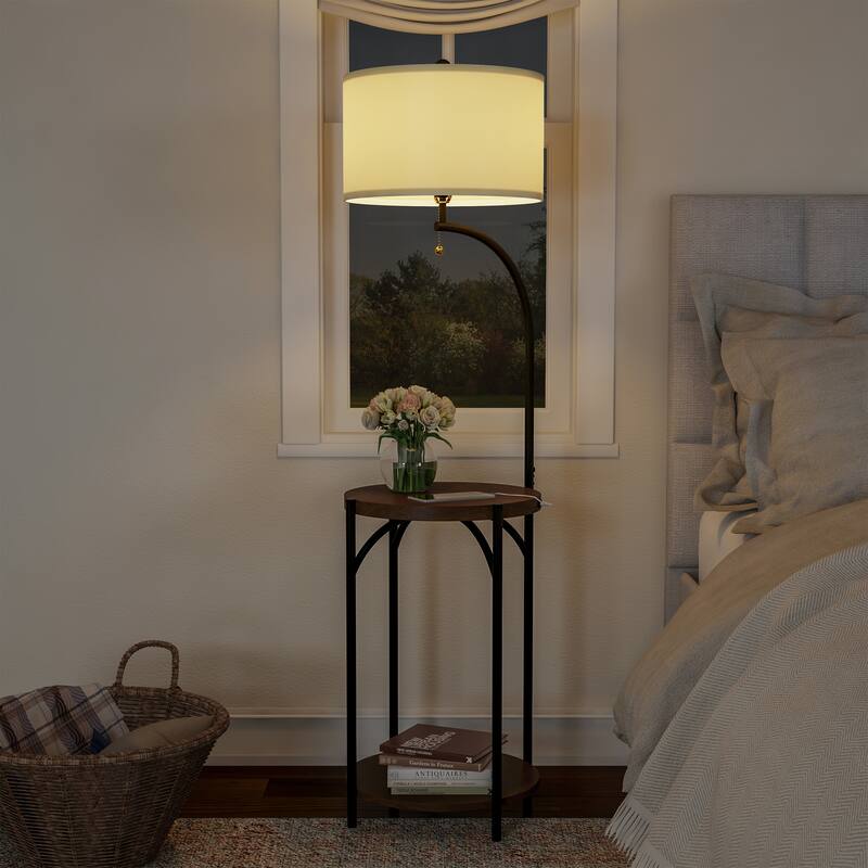 Lavish Home LED Floor Lamp and Table with USB Port - ‎16 in x 16 in 58 in