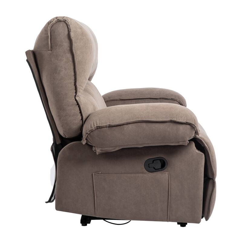 Oversized Manual Recliner Chair, Push-Back Velvet Recliner with Massage and Pillow Top Arms, for Living Room/Office