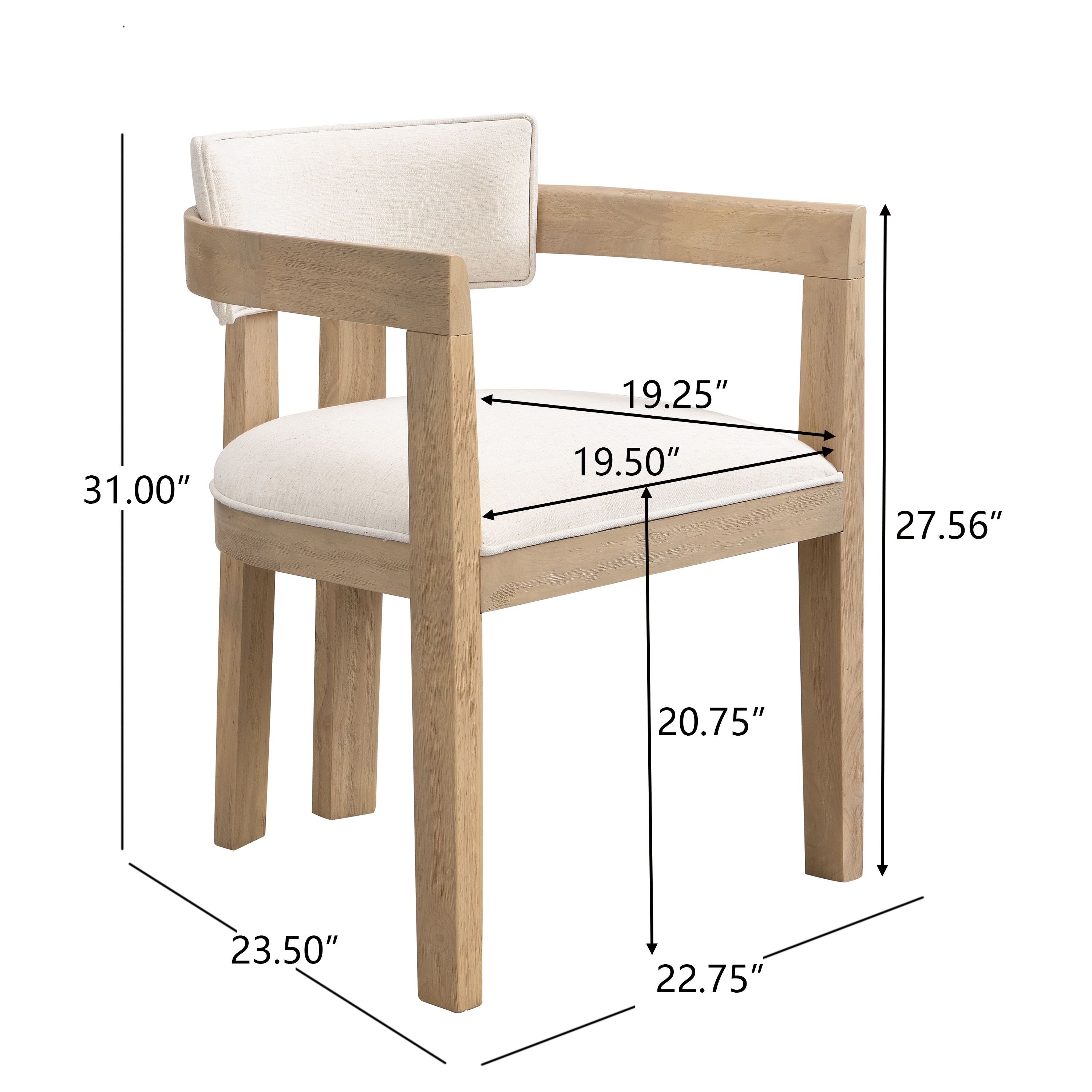 Conrad Sophisticated Modern Dining Chair With Armrest and Solid