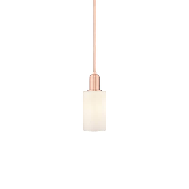 Innovations Lighting 716-1S-10-5 Clymer Pendant Clymer 5" Wide Mini - Antique Copper / Matte White