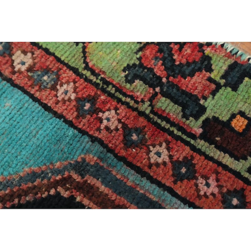 Hand Knotted Oriental 100% Wool Carpet Traditional Tribal Black Hamedan Runner Rug - 8' 6'' X 3' 4''