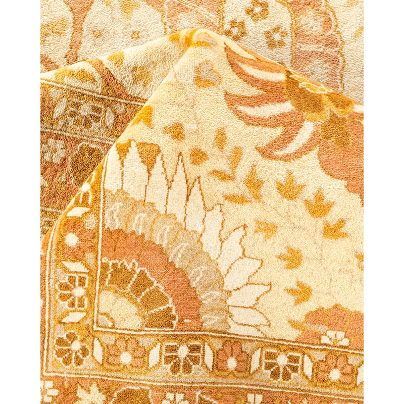 Overton Hand Knotted Wool Vintage Inspired Traditional Mogul Ivory Area Rug - 9' 2" x 12' 2"