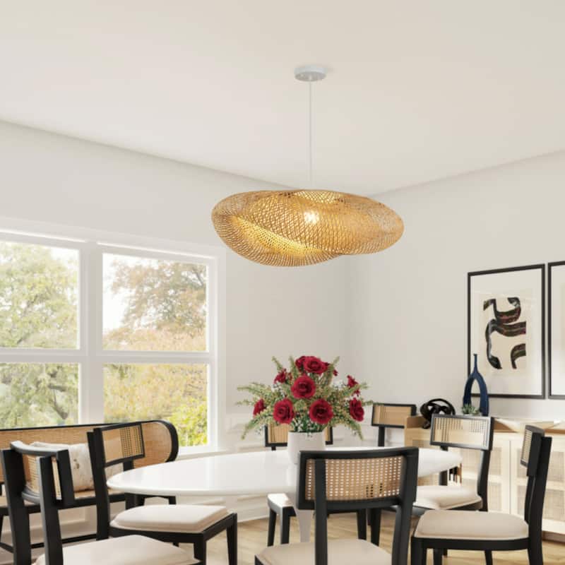 32 Inch Bamboo chandelier 1 Lt - Bamboo Finish