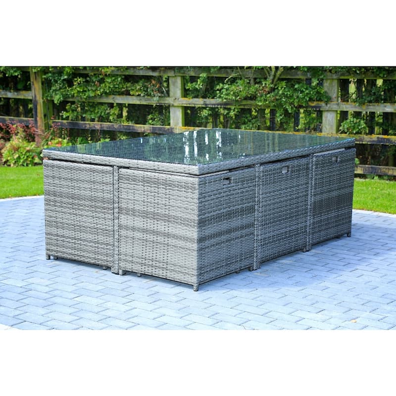 11-piece Outdoor Dining Set With Cushions Wicker Furniture by Moda Furnishings