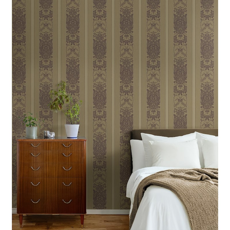Seabrook Designs Hemingway Floral Stripe Unpasted Wallpaper