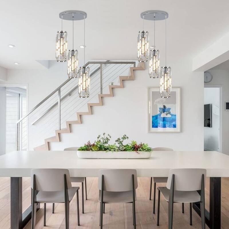 3-Light Chandelier for Bedroom Kitchen Dining Room with Crystal Shaded