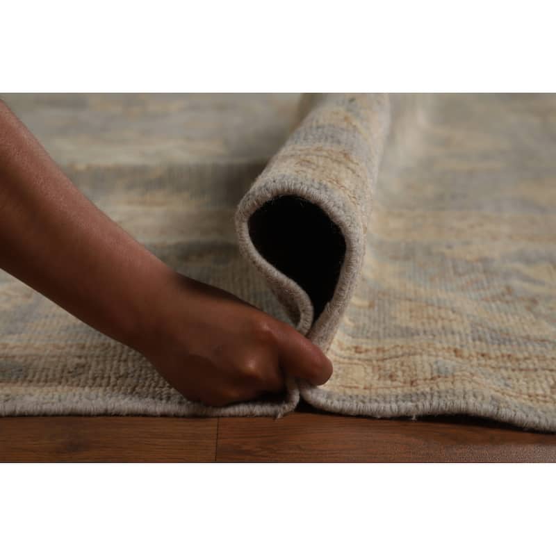 Hand Knotted Oriental 100% Wool Carpet Transitional All-Over Greys & Charcoal Oushak Area Rug - 12' 2'' X 9' 0''