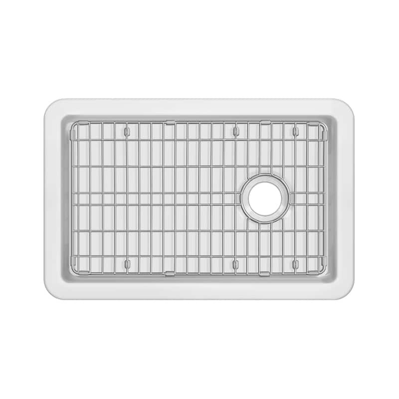 Undermount/Drop-in Fireclay Kitchen Sinks, Stainless Steel Grid Included