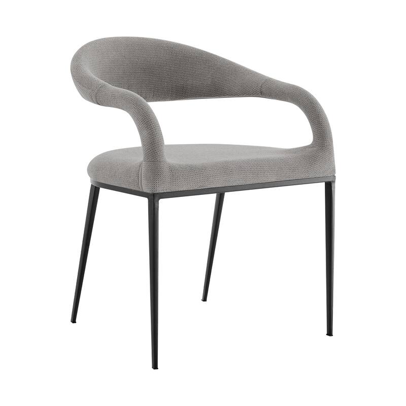 HomeRoots Set of Two Gray And Black Upholstered Polyester Open Back Dining Arm Chairs