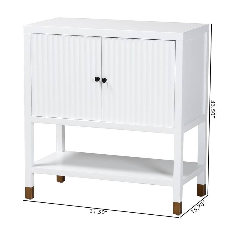 Aiden Fluted Sideboard - 2-Door Accent Storage Cabinet with Open Shelf and Raised Legs, Compact Entryway or Dining Room Cabinet