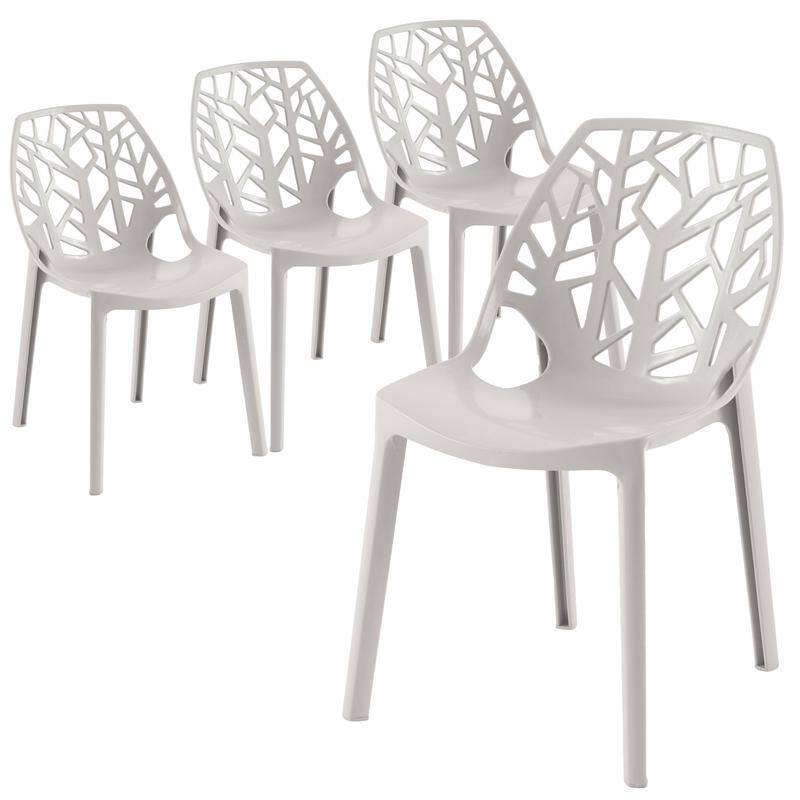 Cornelia Modern Stackable Dining Chair with Cut-out Design Accent Side Chair for Dining rooms, Patios, or Kitchens (Set of 4) - Solid Grey