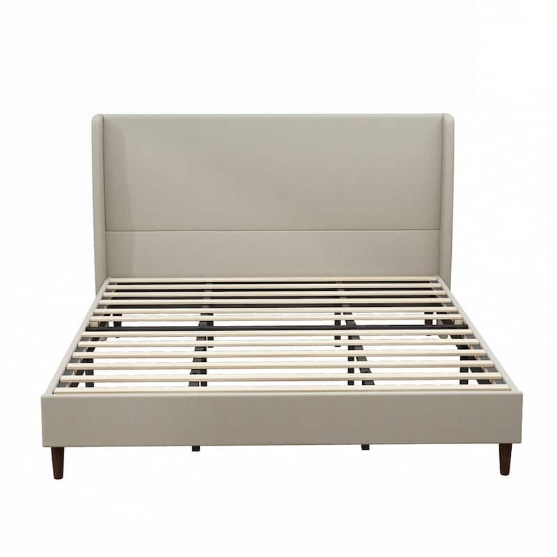 High Headboard Upholstered Platform Bed No Box Spring Needed