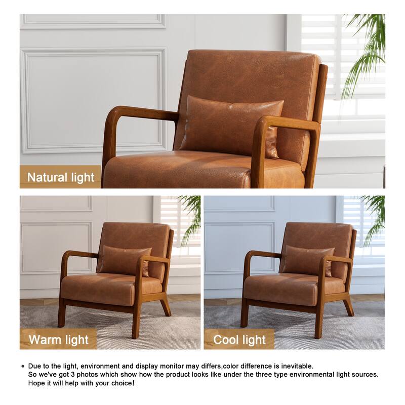 Mid Century Solid Wood Upholstered Accent Chair