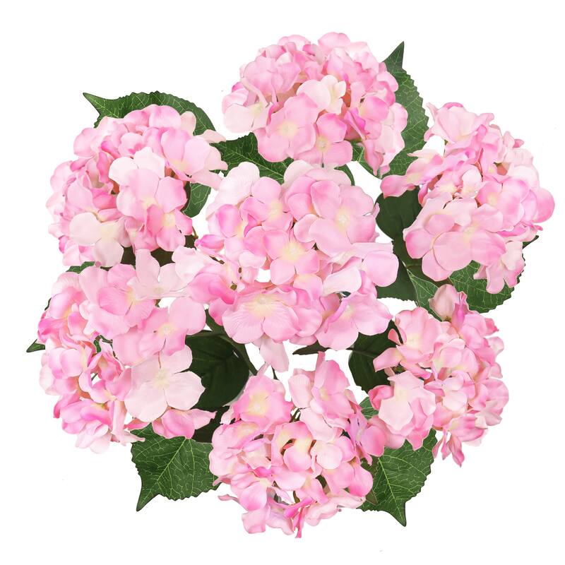 Set of 2 Deluxe Pink Artificial Hydrangea Flower Stem Bush Bouquet 20in - 20" L x 12" W x 12" DP