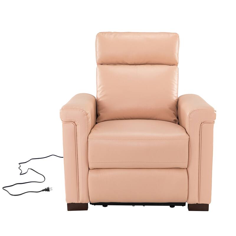 Alicia 34.65" Wide Contemporary Classic Genuine Leather Power Recliner With USB Port, Set of 2