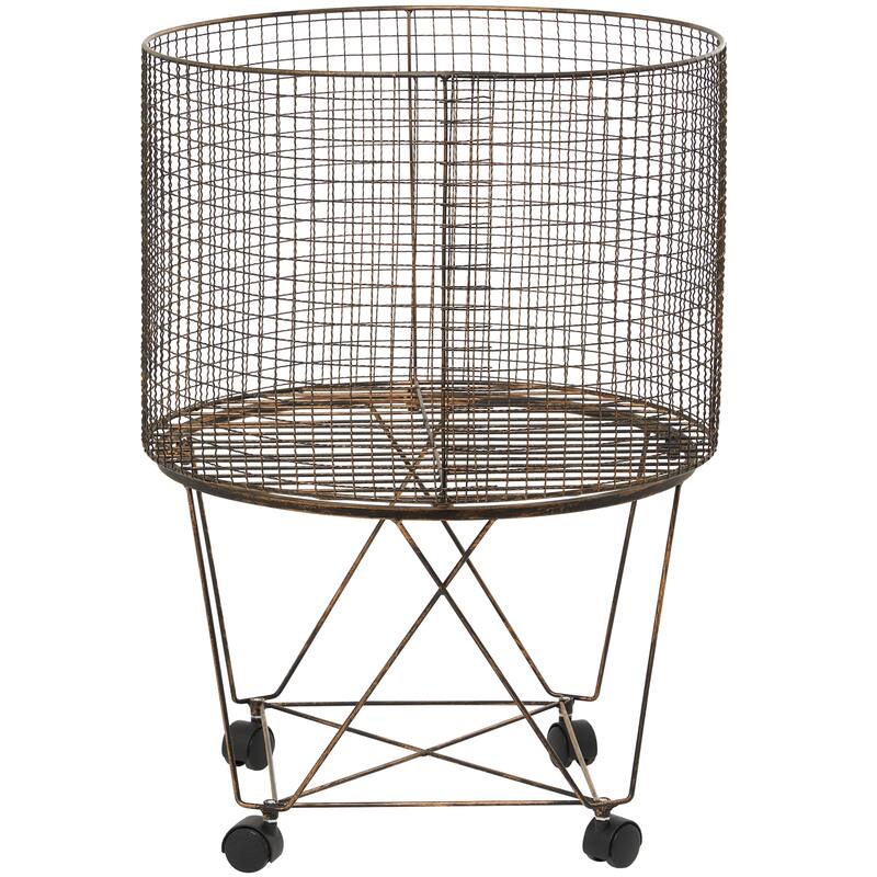 Bronze Metal Farmhouse Storage Cart with With Wheels