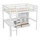 preview thumbnail 14 of 38, Full Size Loft Bed with Bulit-in L-Shaped Desk and Ladder, Wooden High Loft Bedframe with Storage Drawers and Shelves