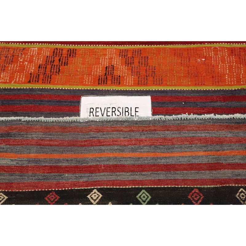 Hand Woven Oriental 100% Wool Carpet Southwestern Tribal Oranges & Rust Kilim Area Rug - 6' 9'' X 5' 10''