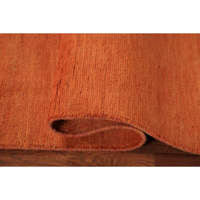 Orange Modern Gabbeh Oriental Foyer Rug Hand-Knotted Wool Carpet - 2'11" x 4'10"