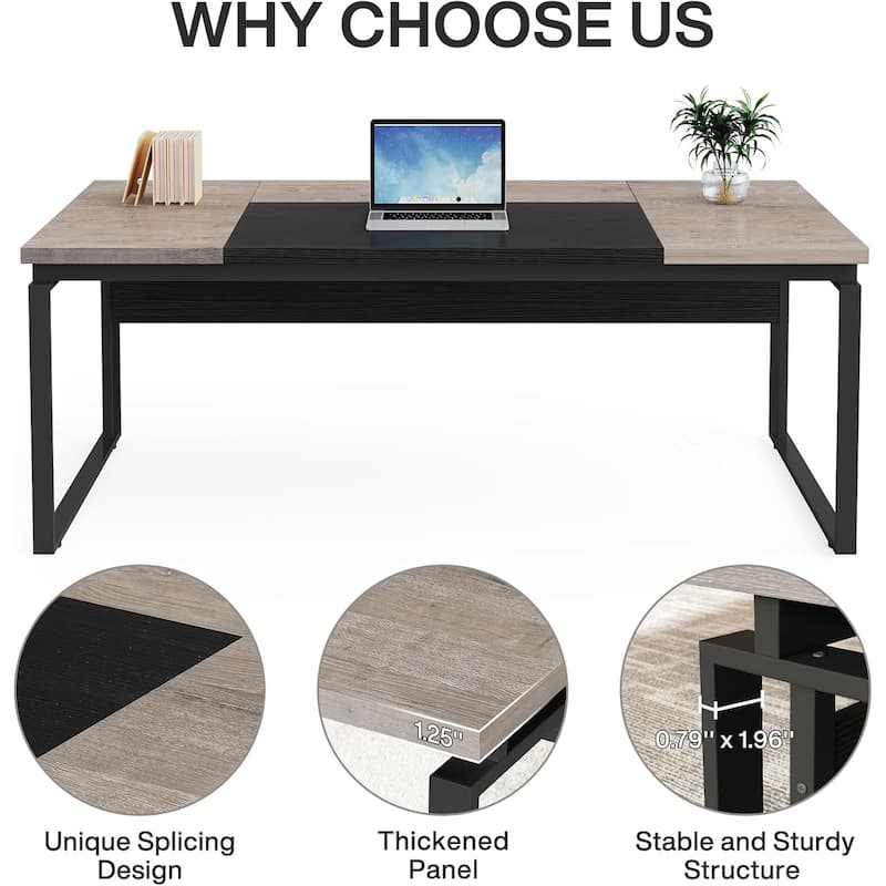 63" L-Shaped Executive Desk Reversible File Cabinet Combo, Office Computer Desk Set with Storage Drawers