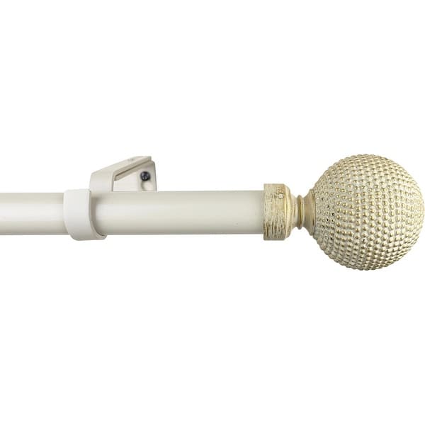 Ribbed Ball Drapery Rod Set, Silver, 48-84