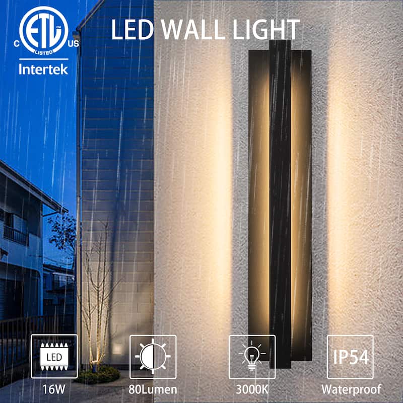 Modern Black Outdoor Wall Lights Aluminum Linear Dimmable LED Wall Sconce Lights for Outside