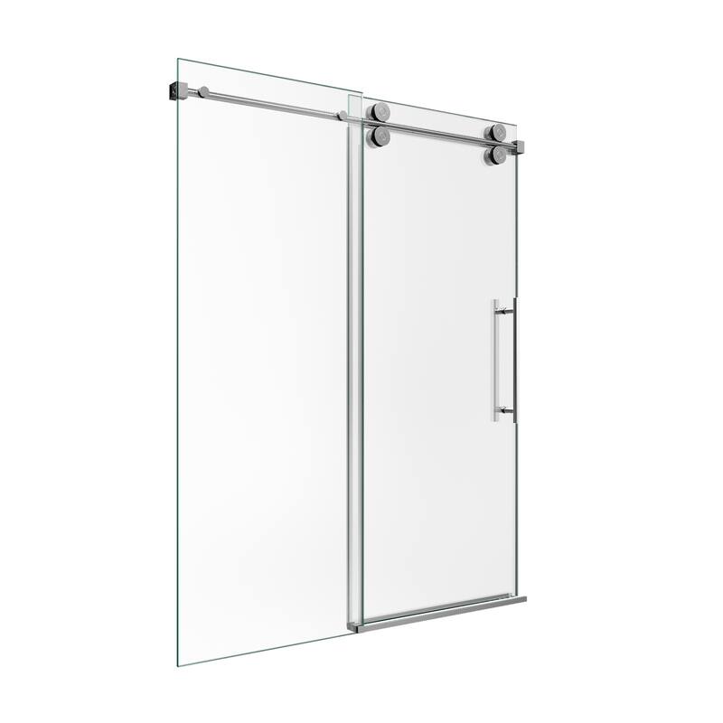 GDFStudio - Modern America Design Frameless Single Sliding Shower Door with 5/16" SGCC Tempered Glass & Stainless Steel Hardware
