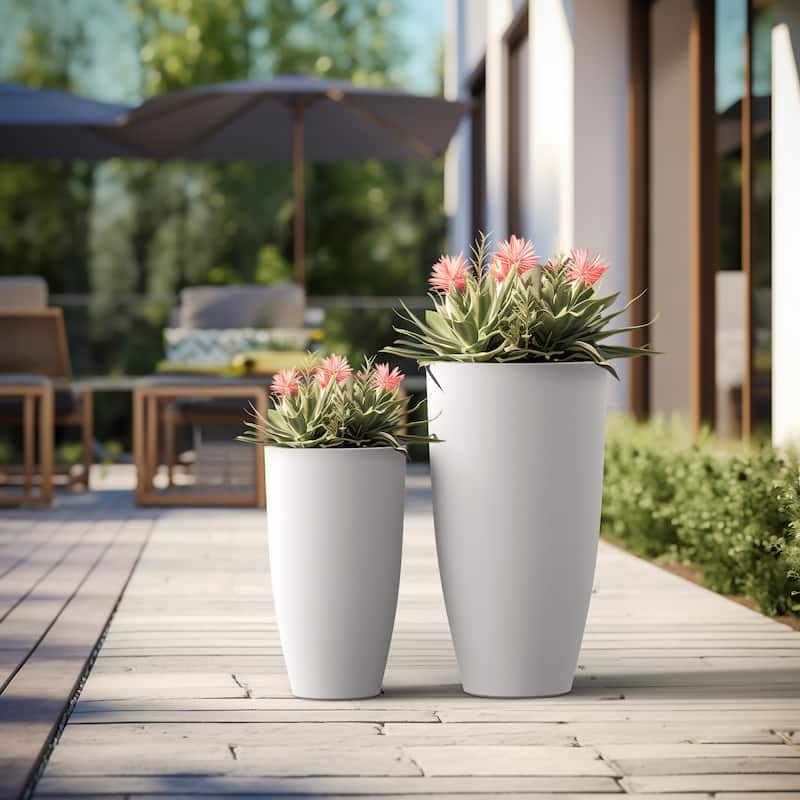 Tall Concrete Round Plant Pots / Large Indoor and Outdoor flower Planters