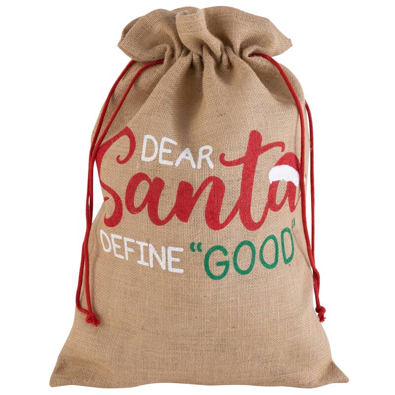 Simplify Holiday Large Gift Sack with Drawstring Closure, 1 Piece - Beige - 1 Piece