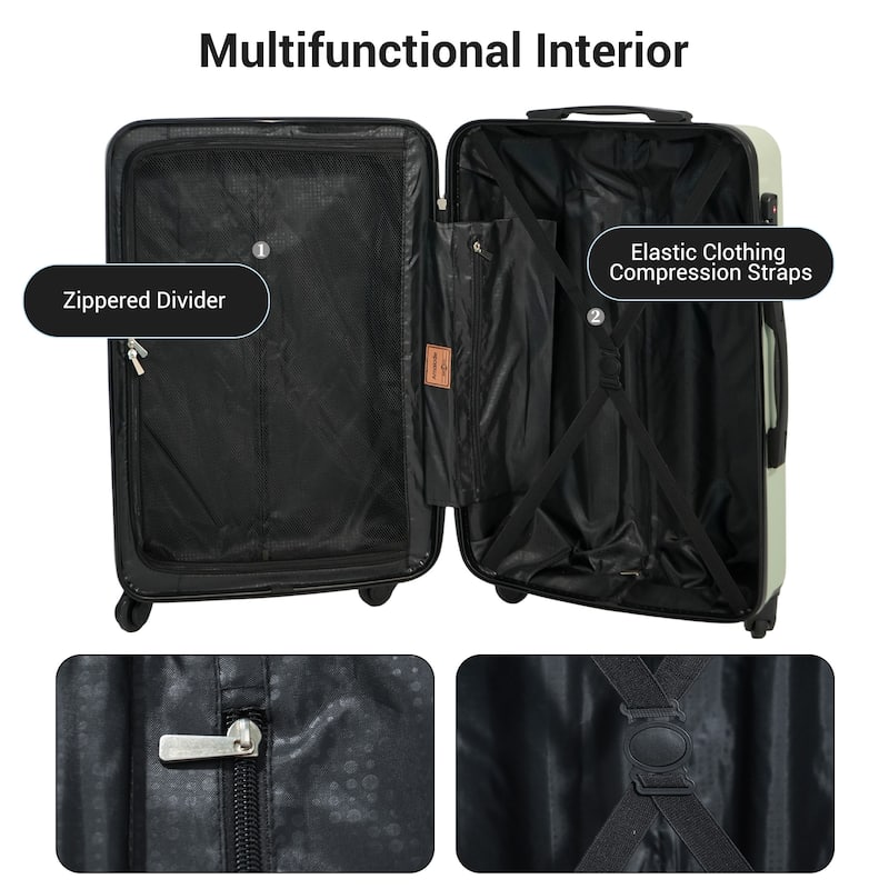 7-Piece Luggage Set ABS Lightweight & Durable Suitcase with Spinner Wheels, TSA Lock, (20/24/28)