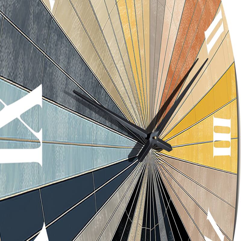 Designart "Mid-Century New Balance Abstract Geometrics III" Modern Midcentury Oversized Wall Clock