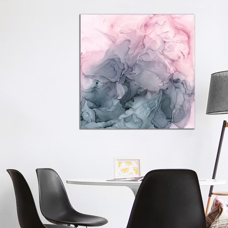 iCanvas "Blush & Paynes Gray Flowing Abstract" by Elizabeth Karlson Canvas Print - 37x37x1.5