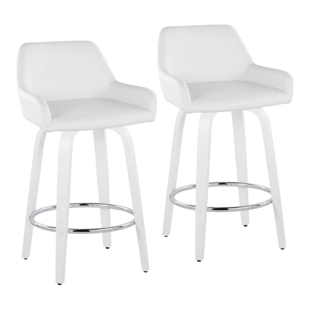 Porch & Den Galloti 26" Counter Stool with White Bent Wood Legs (Set of 2)