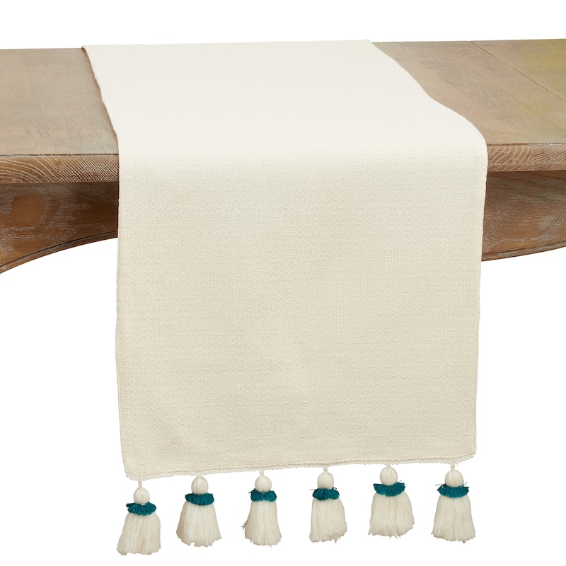 Table Runner With Tassel Design - Teal - 16"x72"