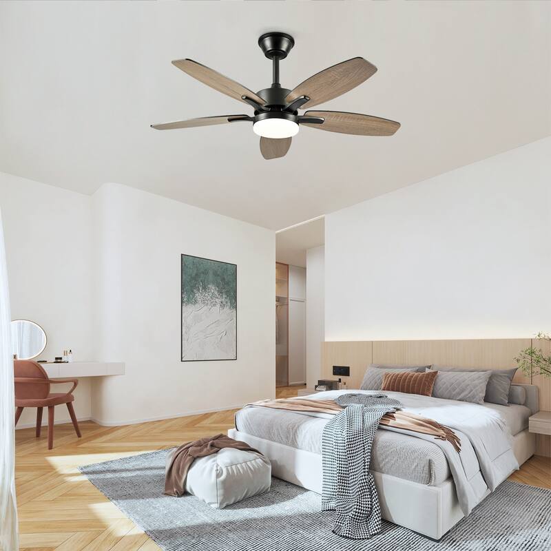 48" Farmhouse Ceiling Fan with Lights and Remote Control, Quiet DC Motor 6 Speeds Reversible Ceiling Fan for Living Room
