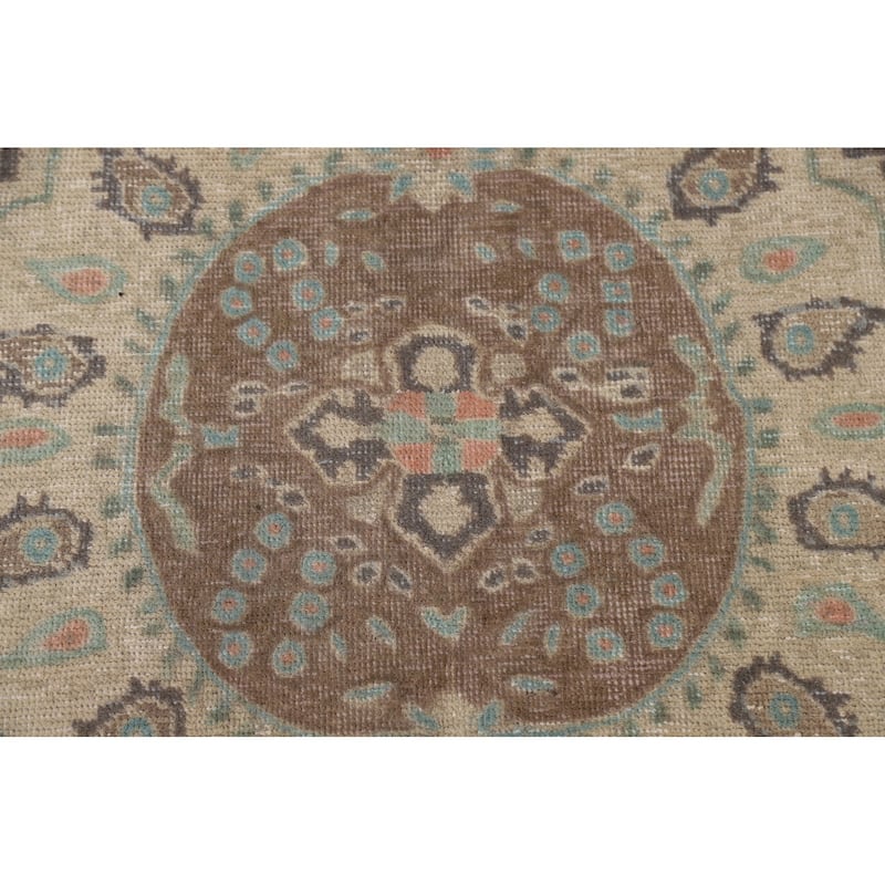 Distressed Tabriz Persian Antique Area Rug Living Room Wool Carpet - 6'4" x 9'2"