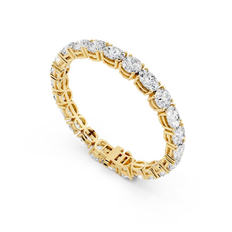 Auriya 14K Gold Lab Grown Alternating Round and Oval Tennis Bracelet 15 1/2ct. tw. (F-G VS) - N/A