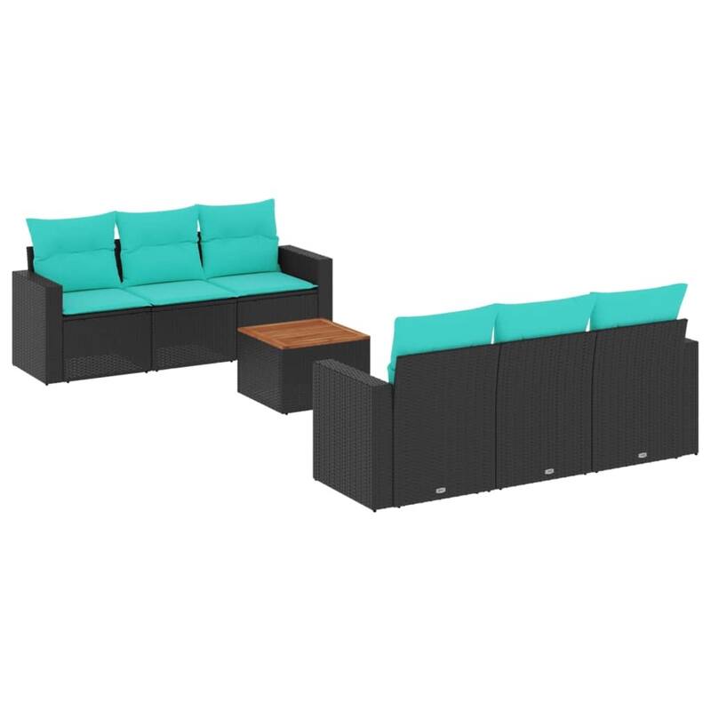 vidaXL Patio Sofa Set with Cushions Outdoor Furniture 7 Piece Poly Rattan - 25.8x 24.4x 27.2