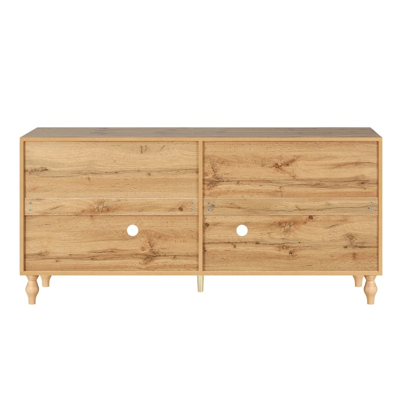 Storage Cabinet with Carved Flower Doors, Sideboard Cabinet with Metal Handle, Accent Cabinet with Adjustable Shelves