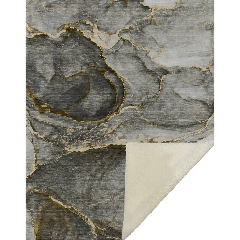 Premium Machine Washable Abstract Contemporary Sherpa Throw Blanket